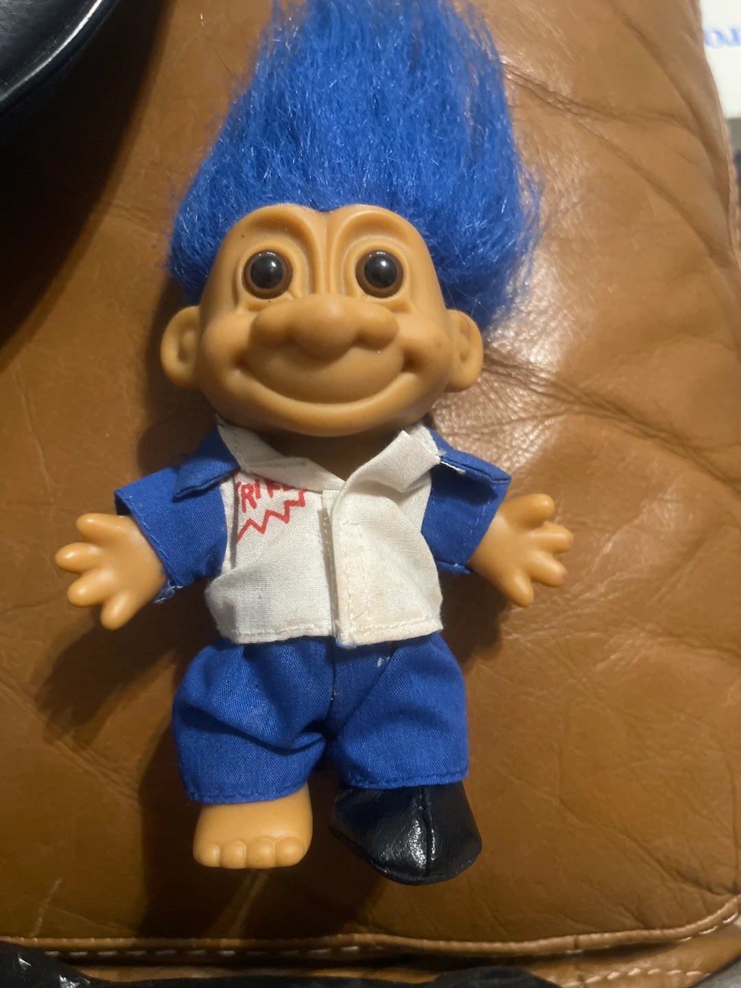 Vintage Troll Doll - Blue Hair Bowling Outfit