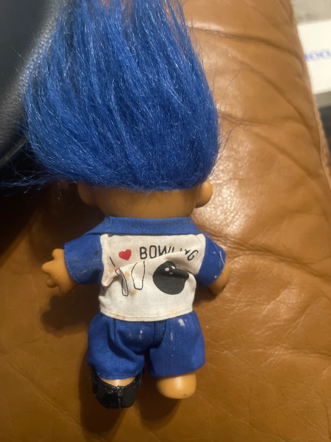 Vintage Troll Doll - Blue Hair Bowling Outfit - photo 2