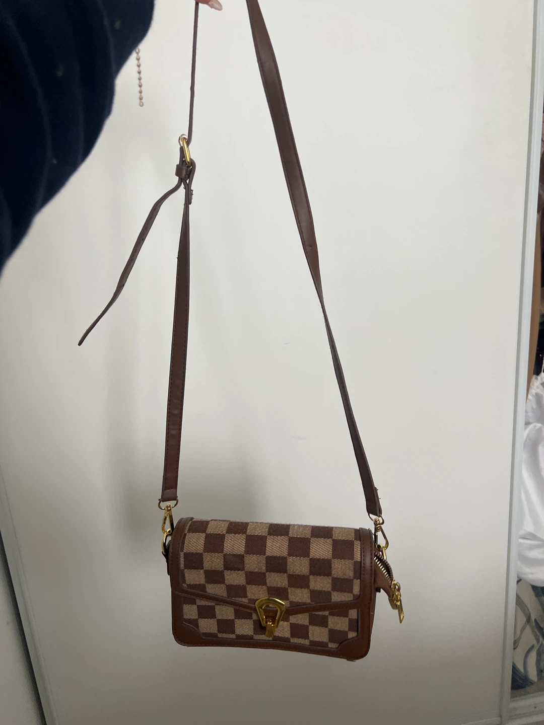 Brown Checkered Crossbody Bag - photo 2