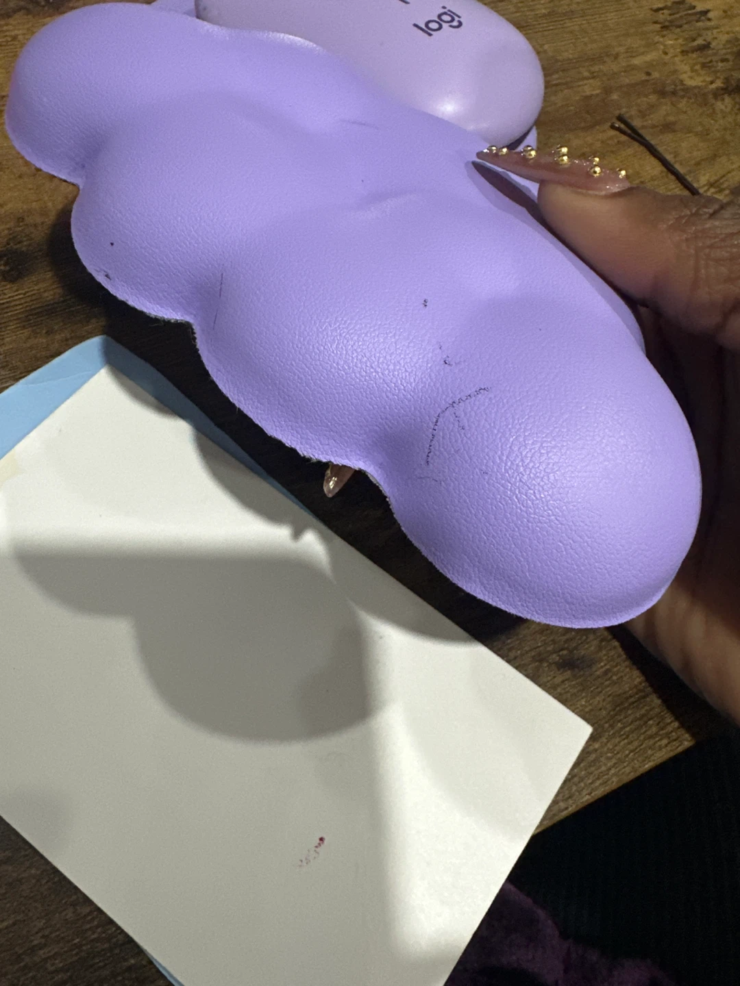 Purple computer desk mat and cloud shape wrist pad - photo 5