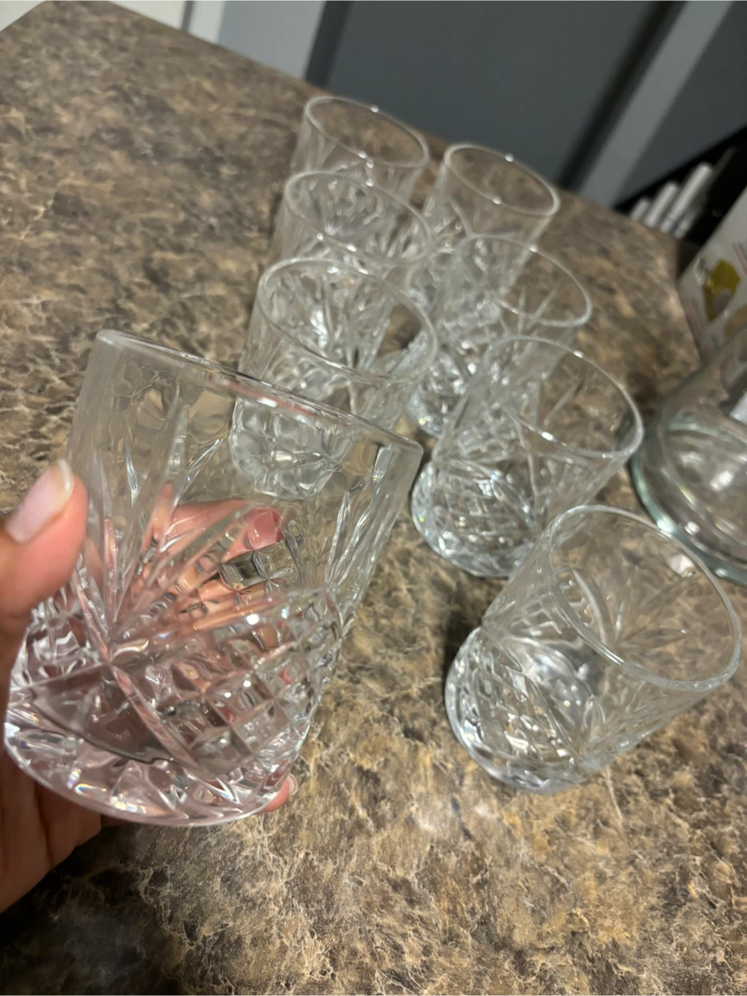 Set of 6 Crystal Cut Old Fashioned Glasses