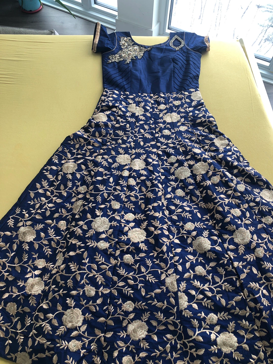 Embroidered Blue Anarkali Dress 🥕