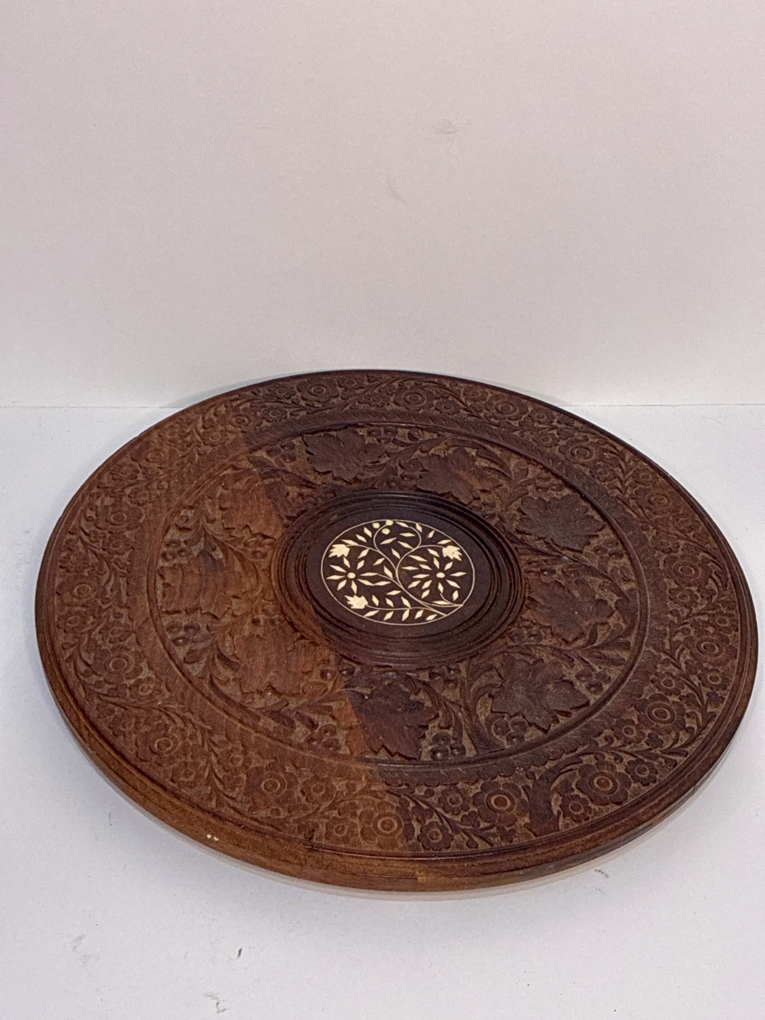 Vintage Carved Wood Folding Side Table - photo 3