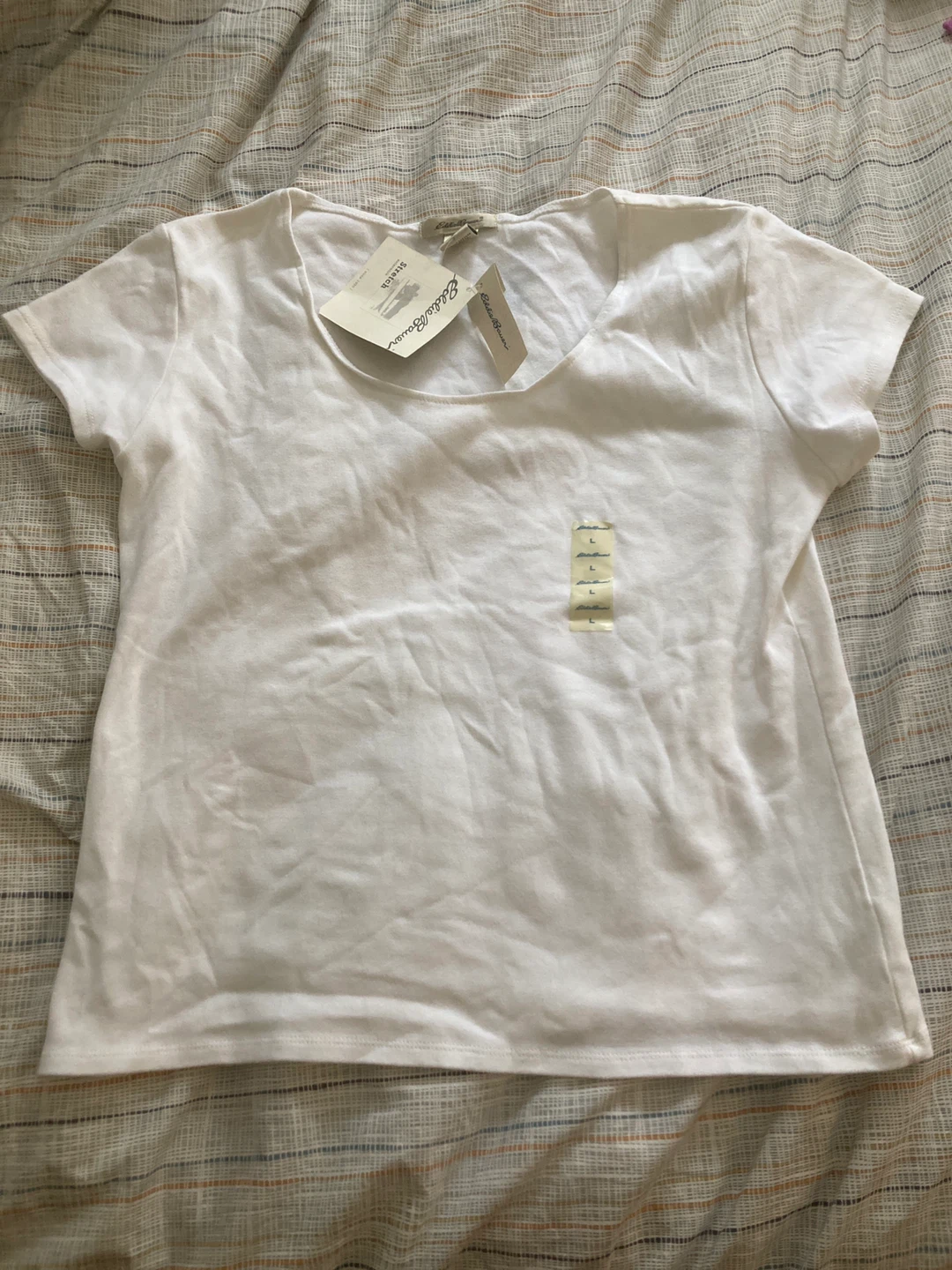 Eddie Bauer Large Women's White Cotton Blend T-Shirt Size L