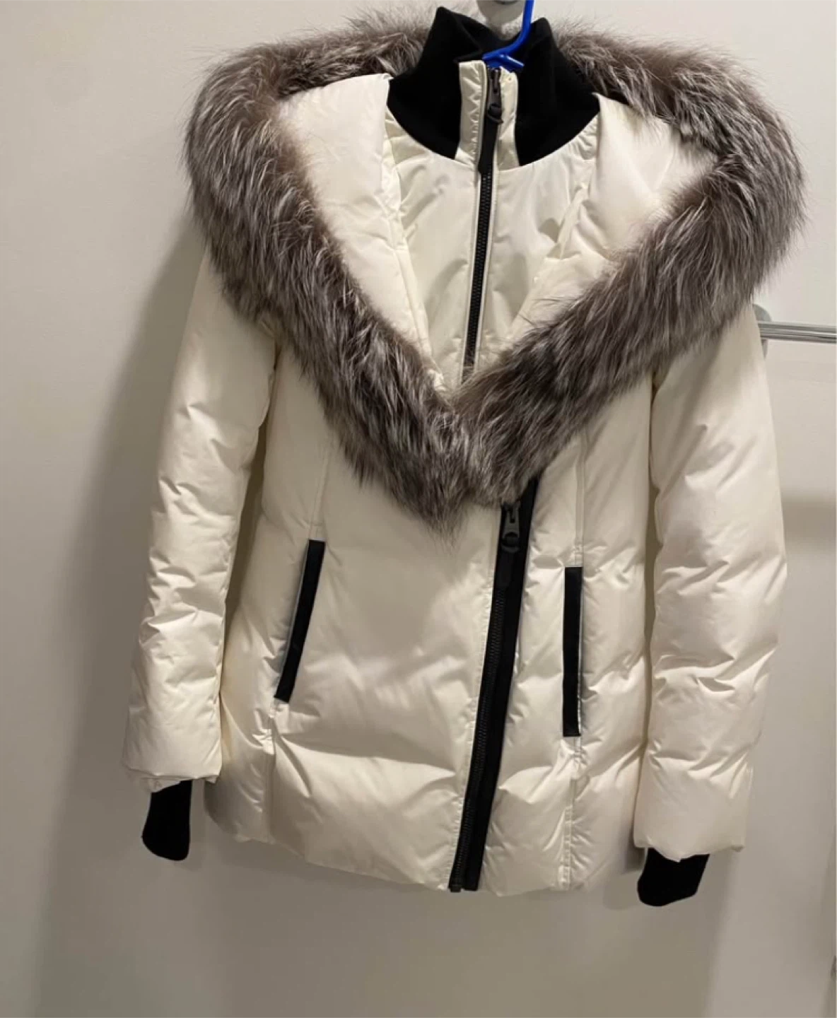 Mackage Adali Puffer Jacket Size XS White Down Filled Fur Trim