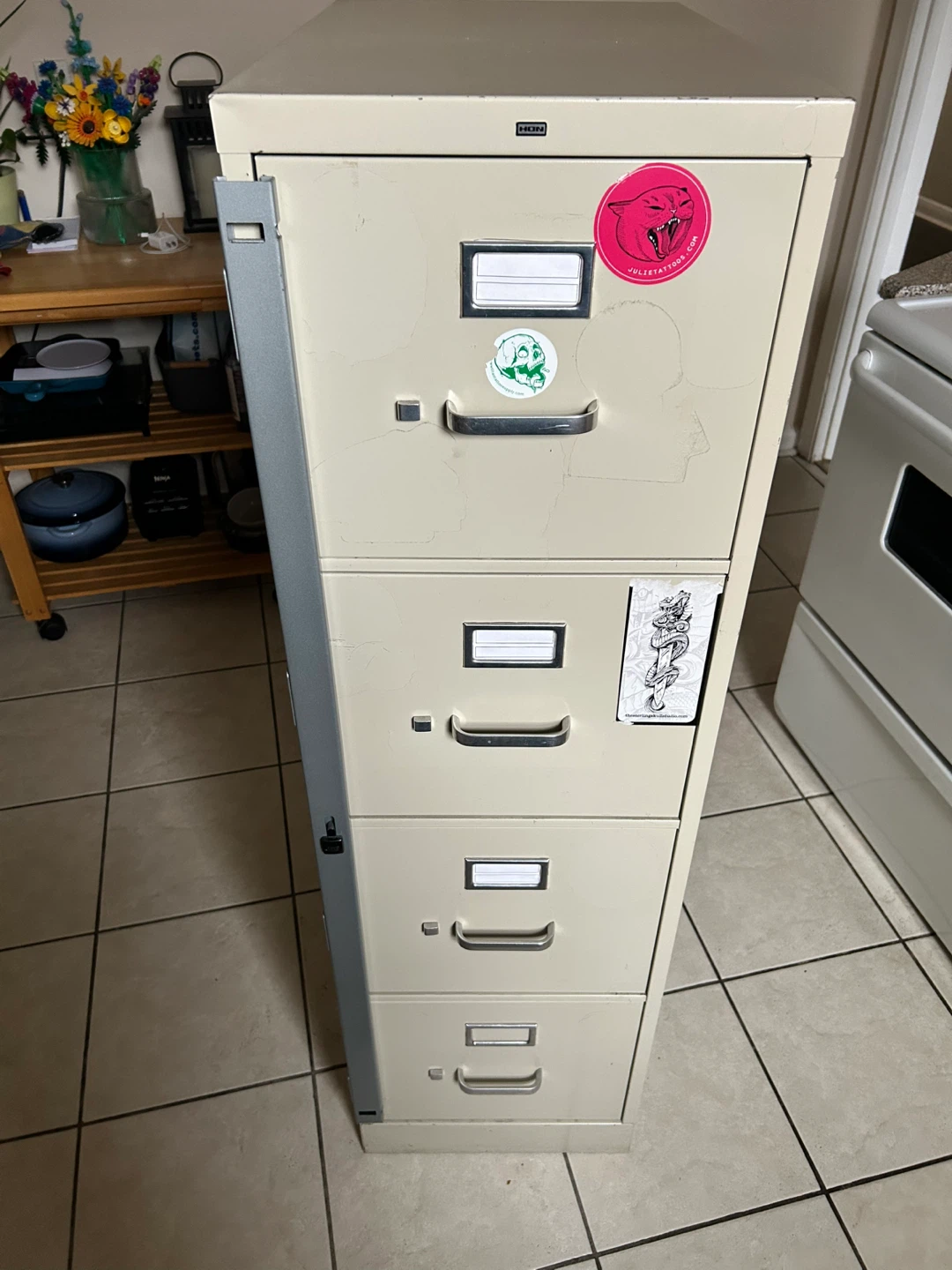 4-Drawer Metal Filing Cabinet - Tan - photo 3