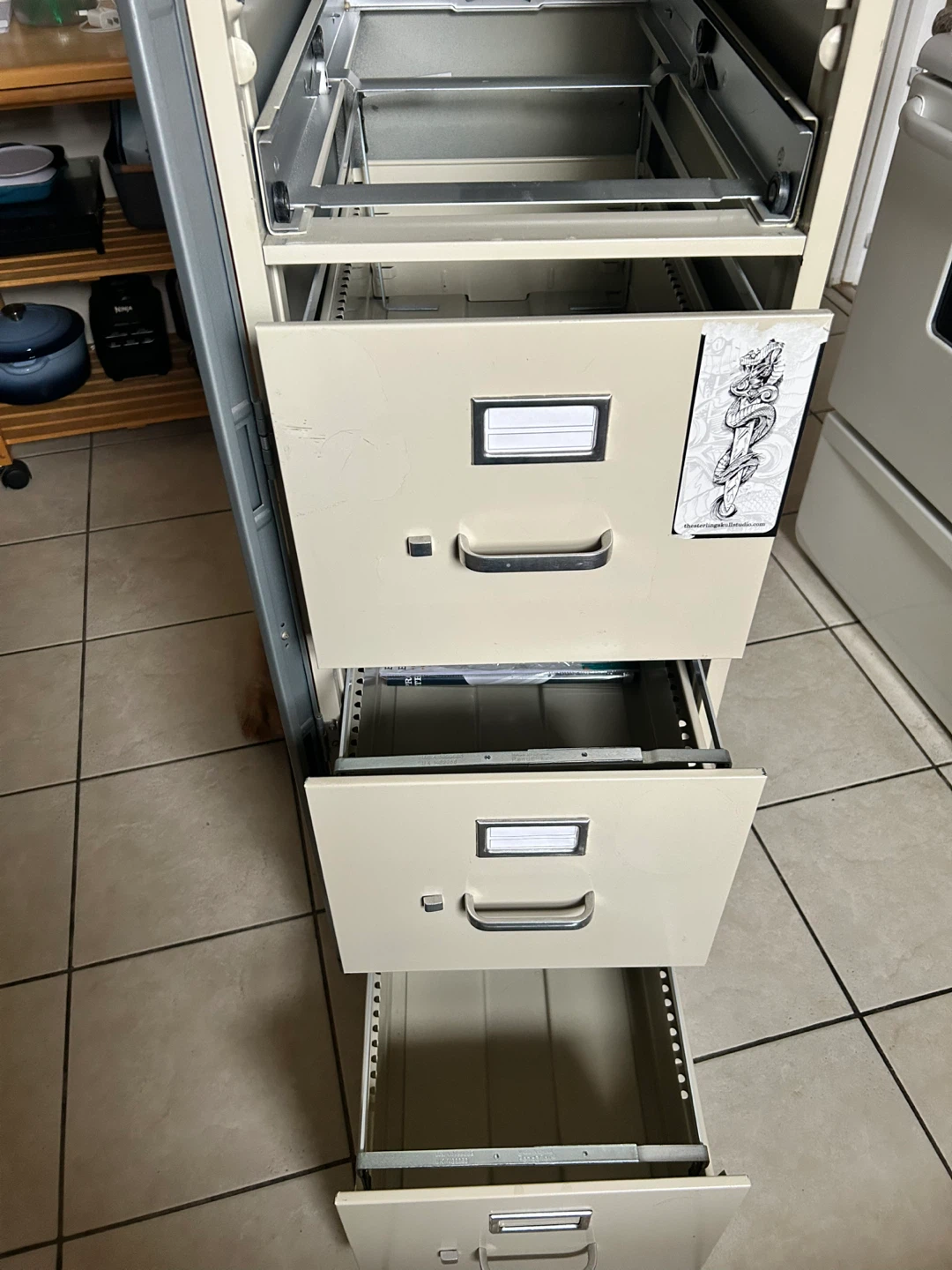 4-Drawer Metal Filing Cabinet - Tan