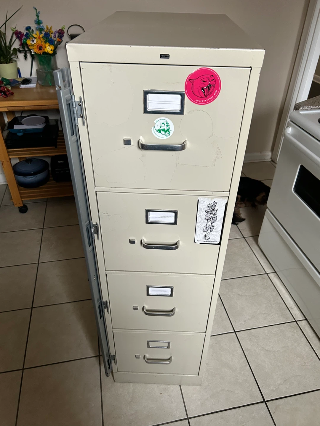 4-Drawer Metal Filing Cabinet - Tan - photo 2
