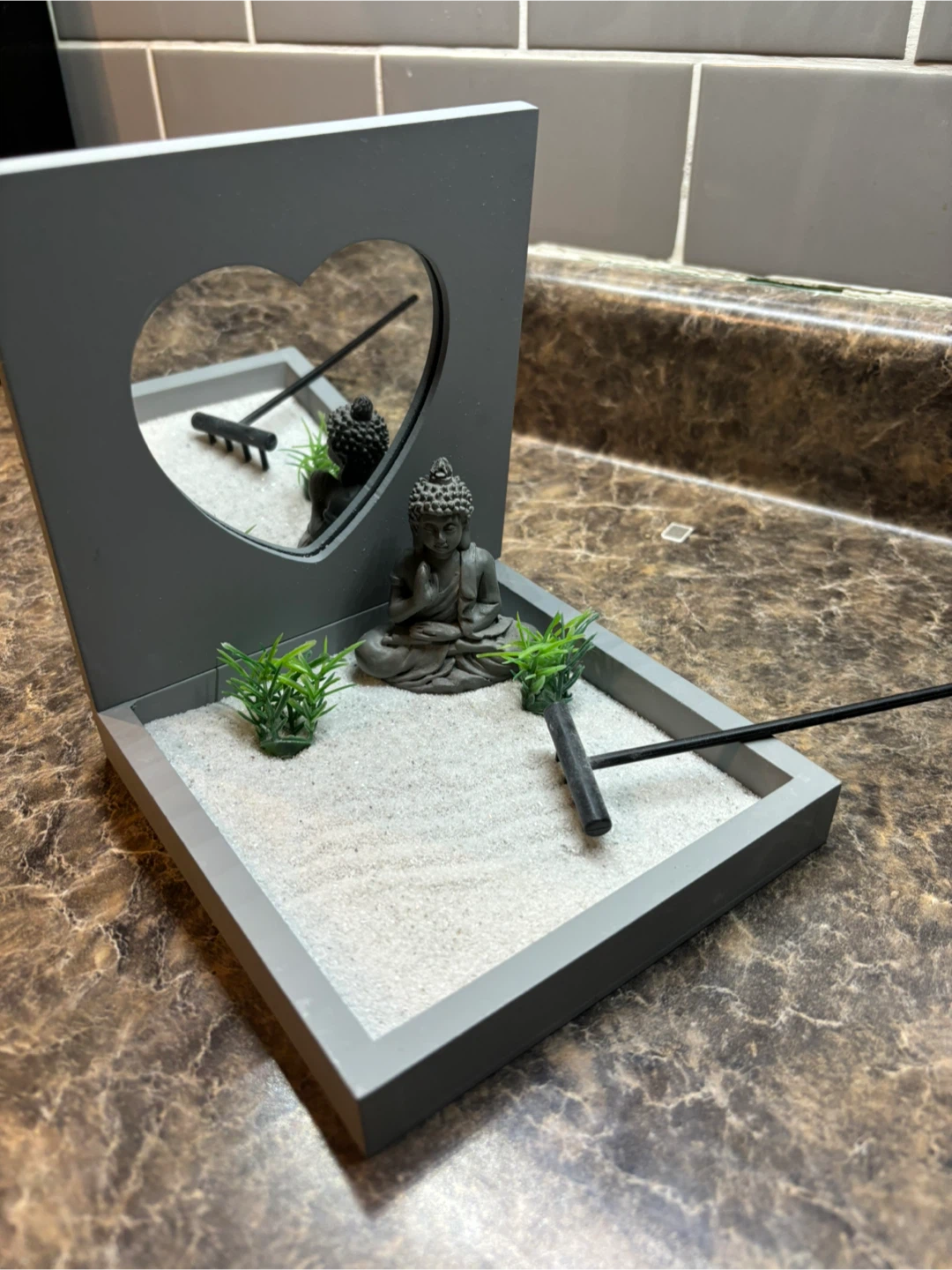 Zen Garden Desktop Decor with Buddha and Mirror - photo 3