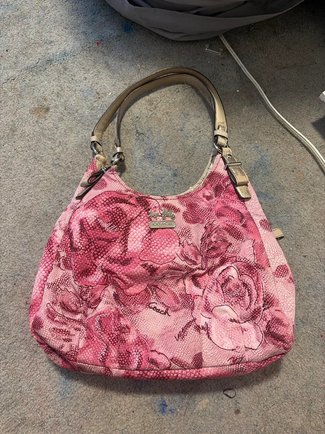 Coach Pink Floral Print Hobo Bag