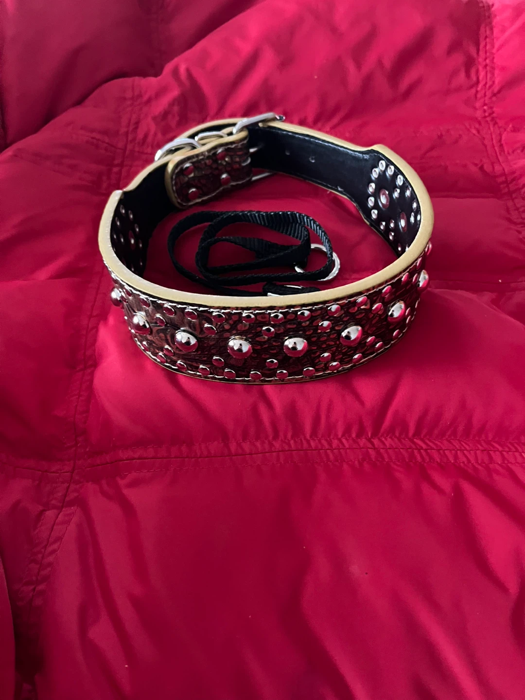 Studded leather Dog Collar 2 In W& 24 in long - photo 4