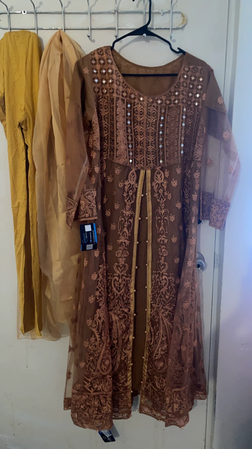 Brown Embroidered Kurti with Mirror Work - photo 2