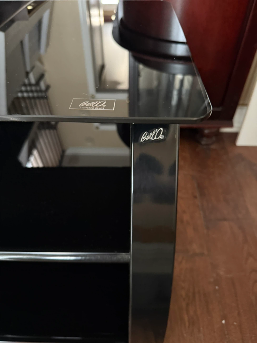 Bell'O Black Glass 3-Shelf TV Stand - photo 3