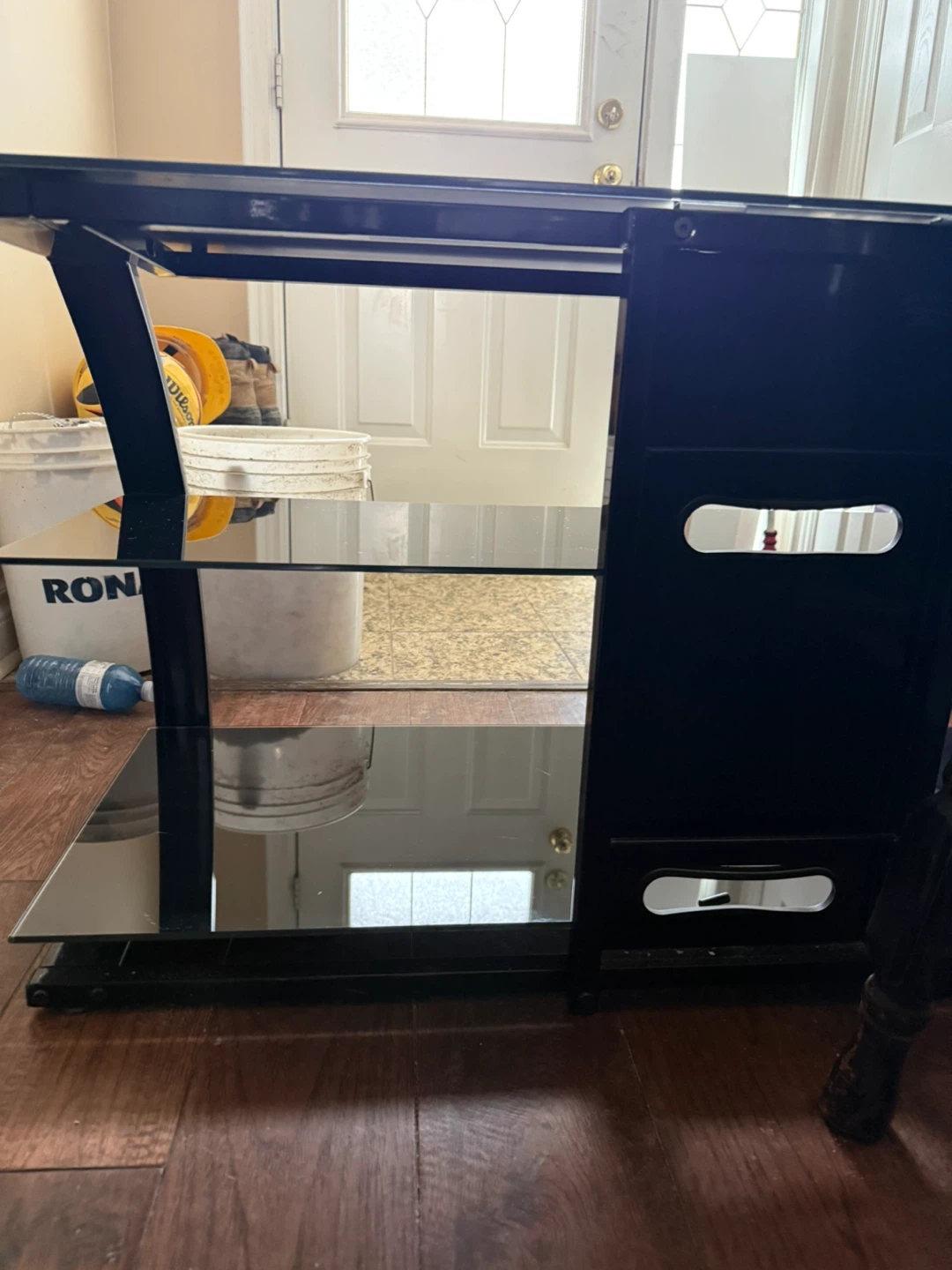 Bell'O Black Glass 3-Shelf TV Stand - photo 5