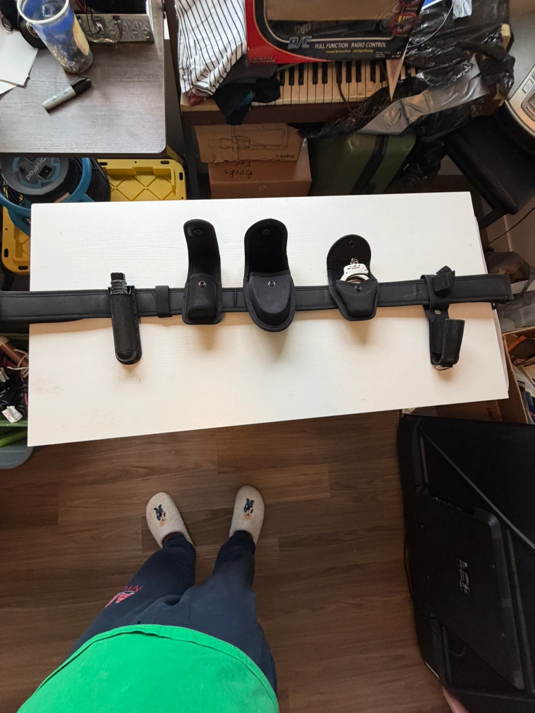Black Utility Belt with Holsters and Handcuffs