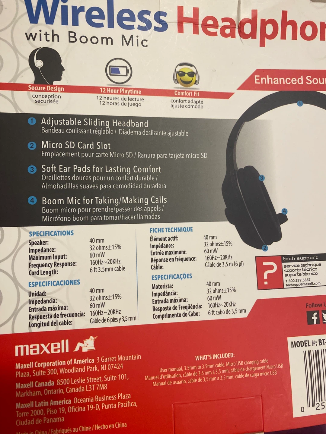 Maxell Wireless Headphones with Boom Mic - photo 2