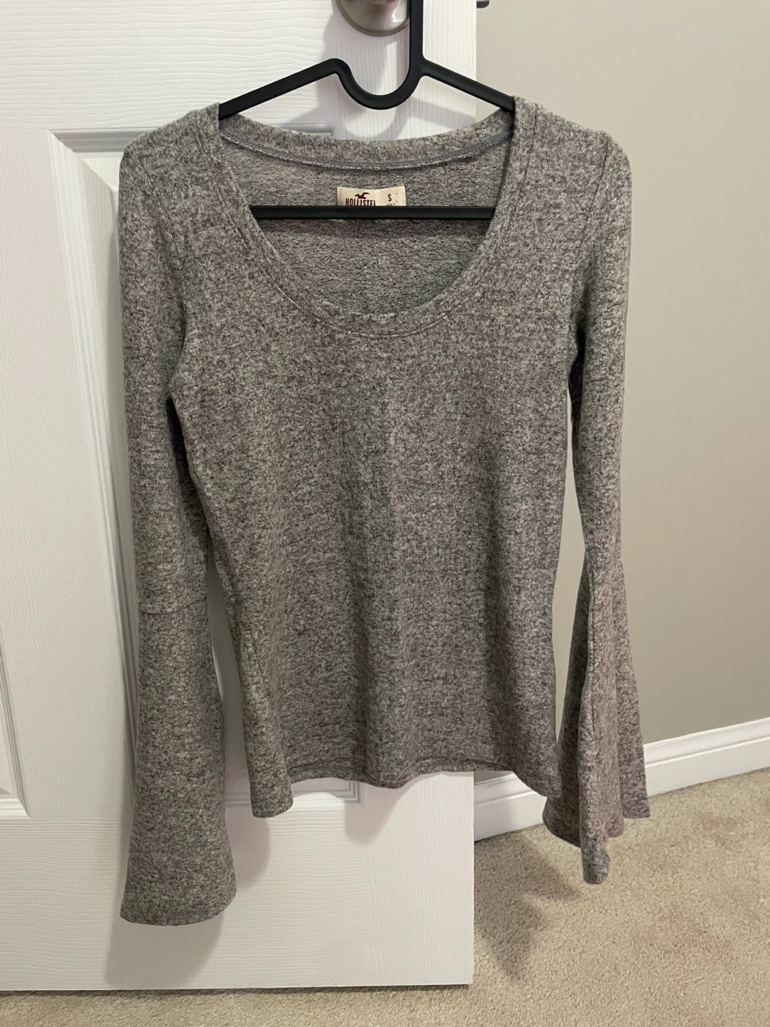 Hollister Grey Bell Sleeve Top - Size S