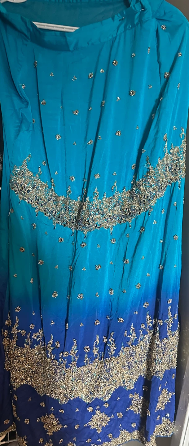 Embellished Blue Ombre Kurti with Scarf - photo 2