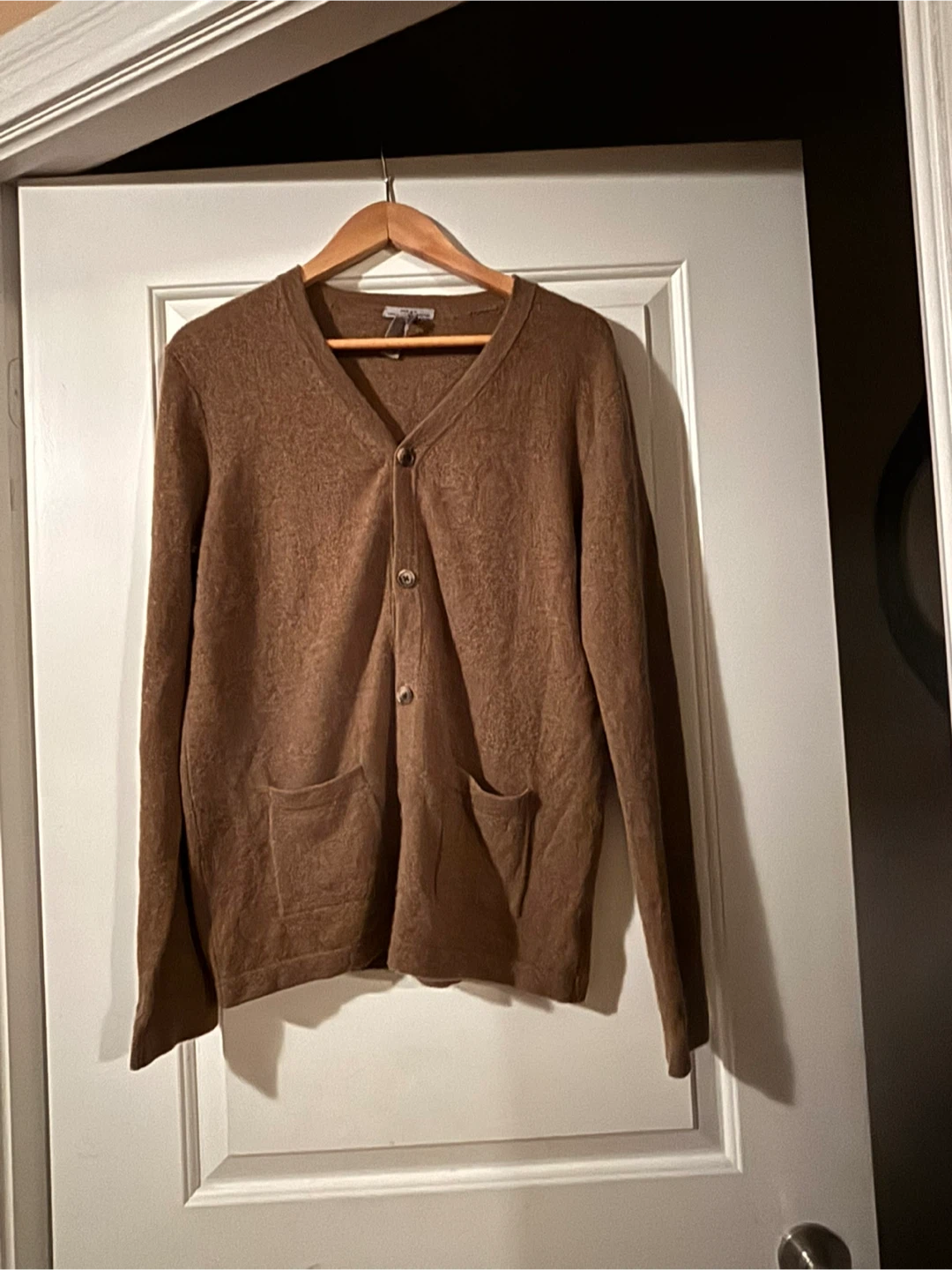 Brown V-Neck Cashmere Cardigan Sweater, size S - photo 2