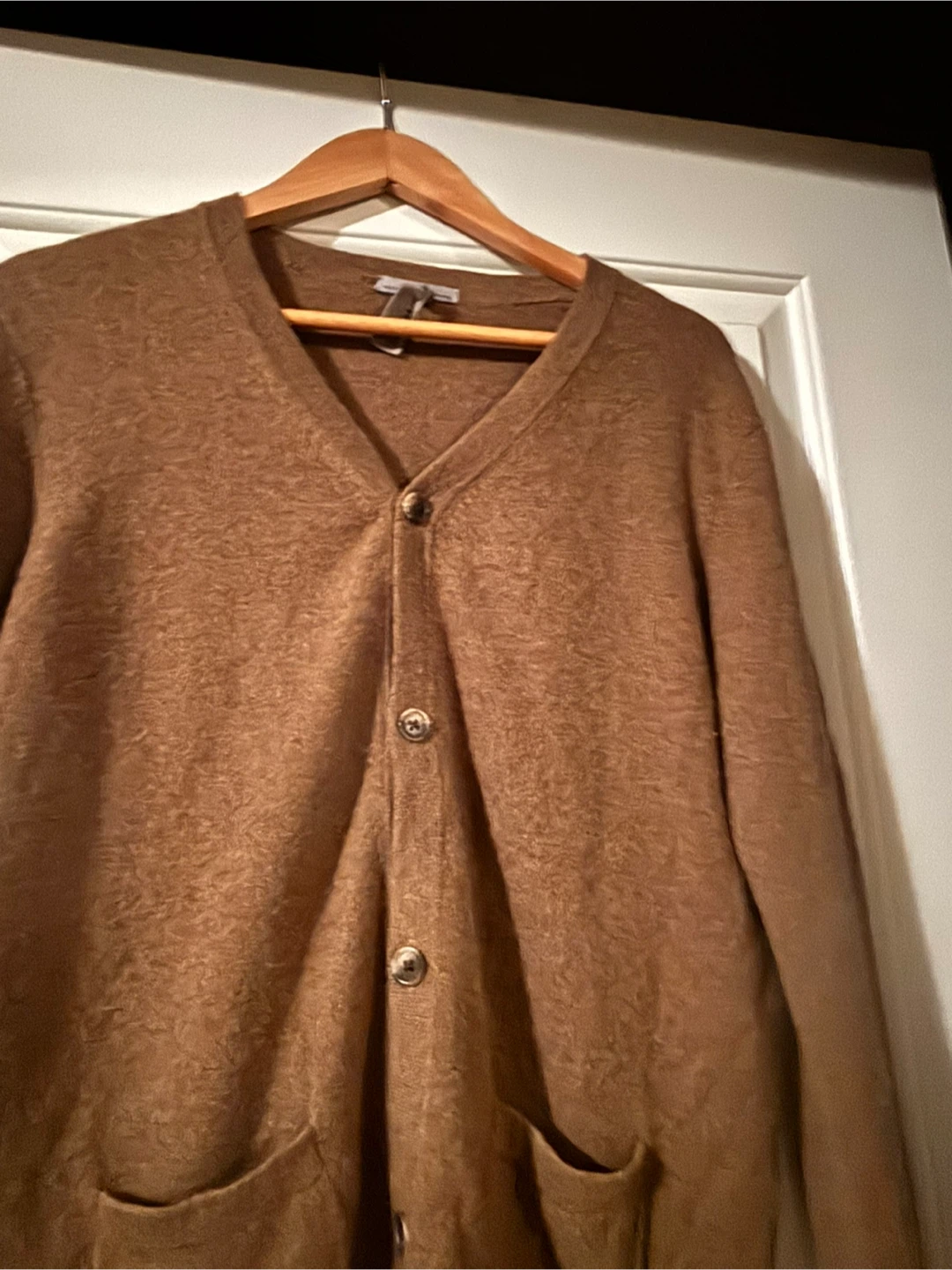 Brown V-Neck Cashmere Cardigan Sweater, size S - photo 3