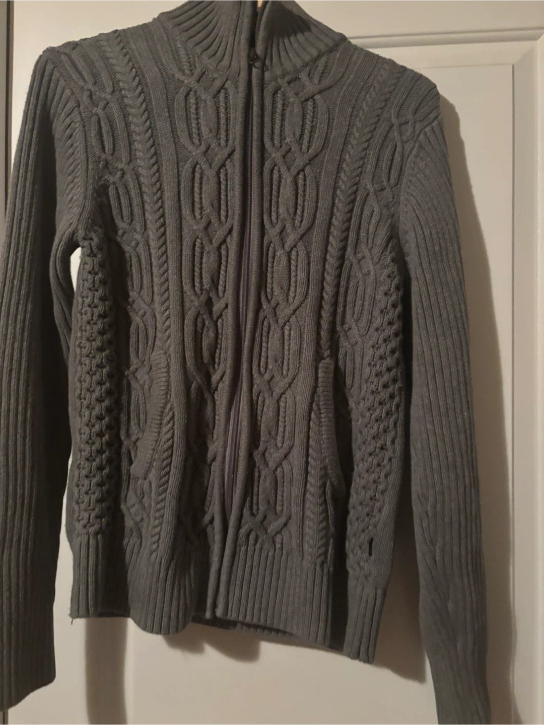 Grey Cable Knit Cotton  Sweater, size L/XL - photo 3