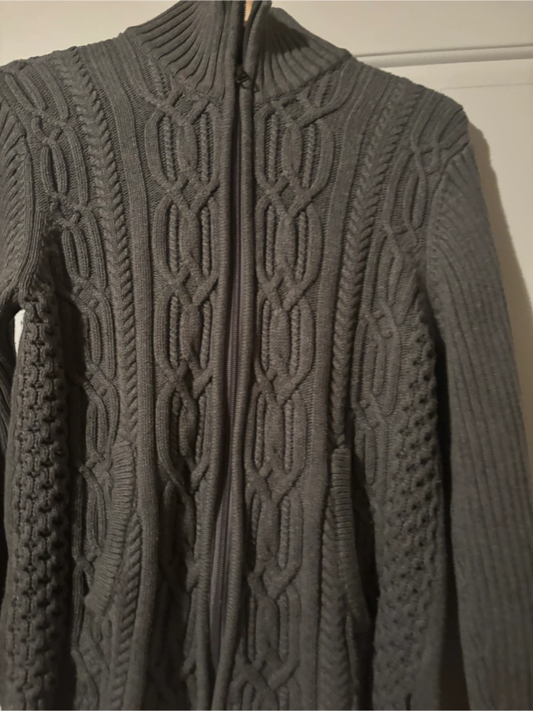 Grey Cable Knit Cotton  Sweater, size L/XL - photo 5