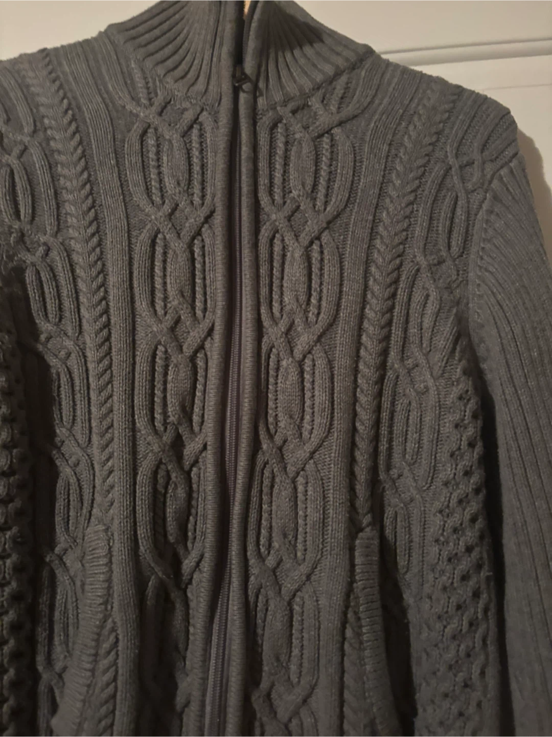 Grey Cable Knit Cotton  Sweater, size L/XL - photo 4