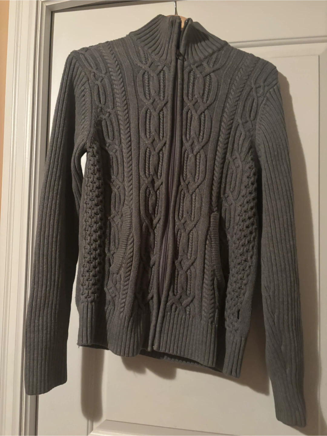 Grey Cable Knit Cotton  Sweater, size L/XL - photo 2