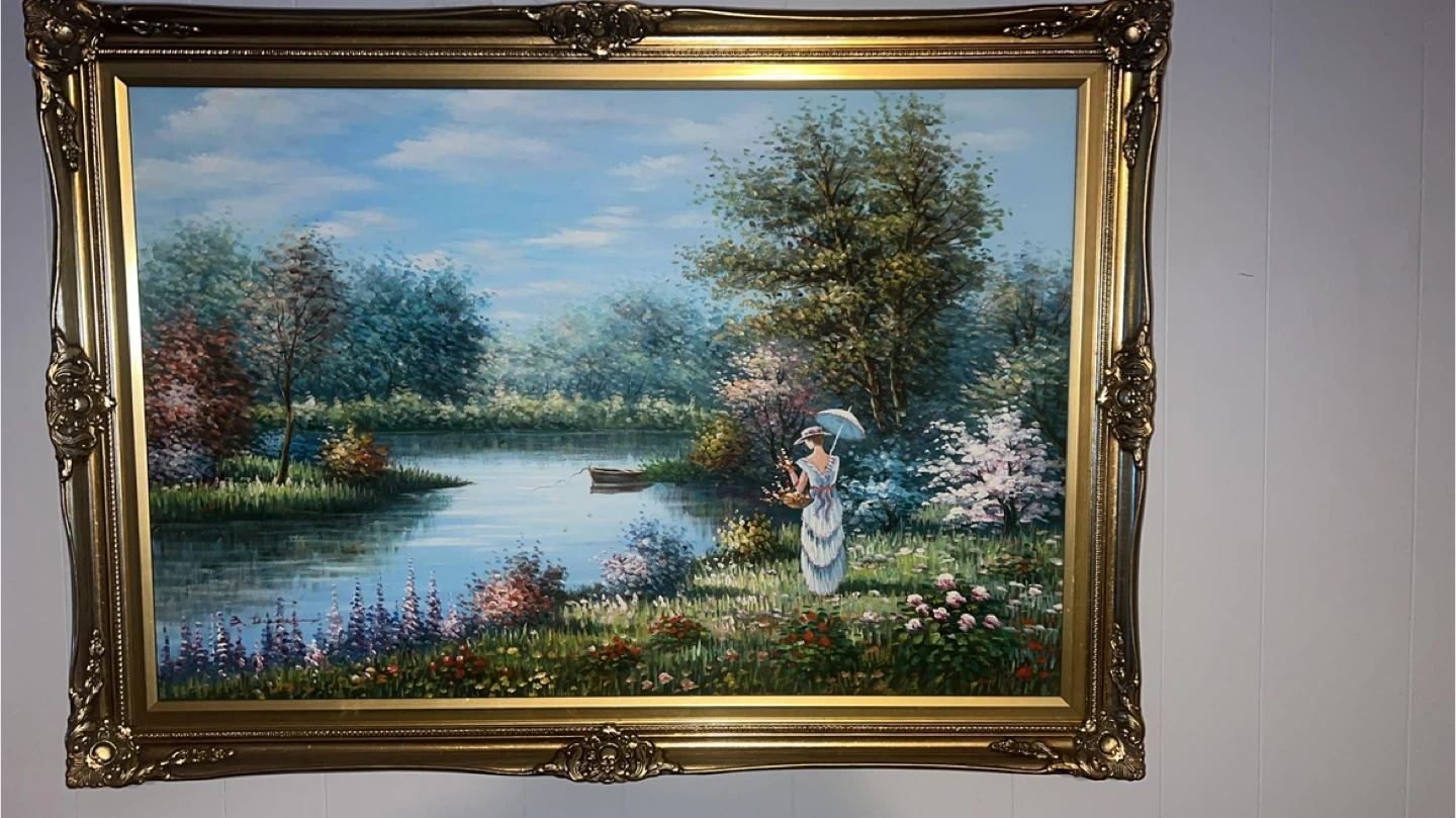 Framed Landscape Oil Painting