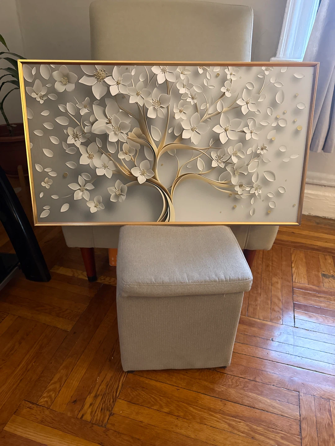 White Cherry Blossom Tree Canvas Wall Art 🥕