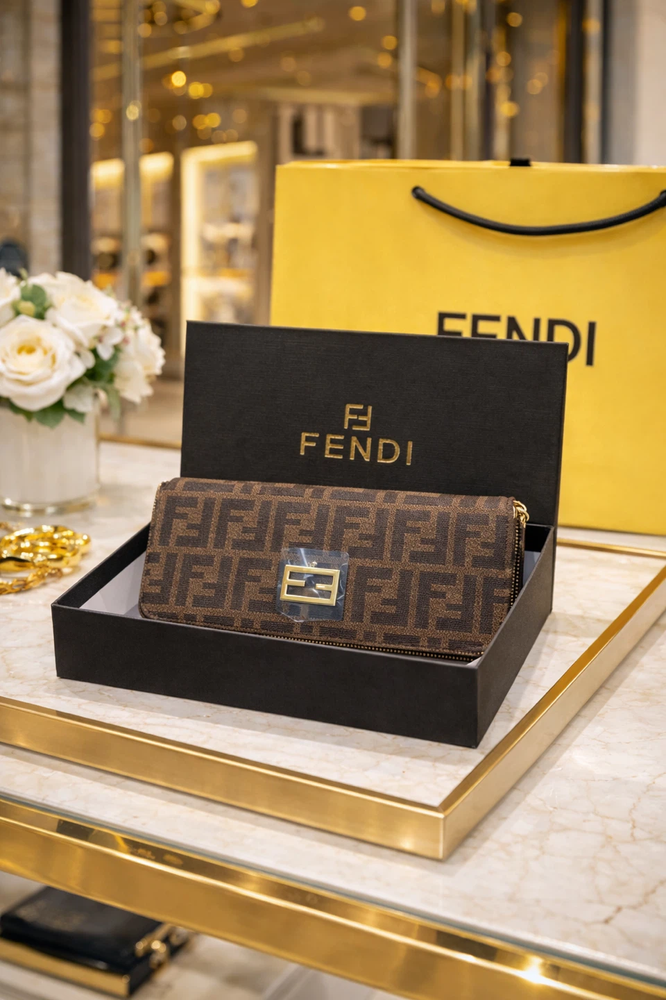 Fendi Monogrammed Zip Around Wallet
