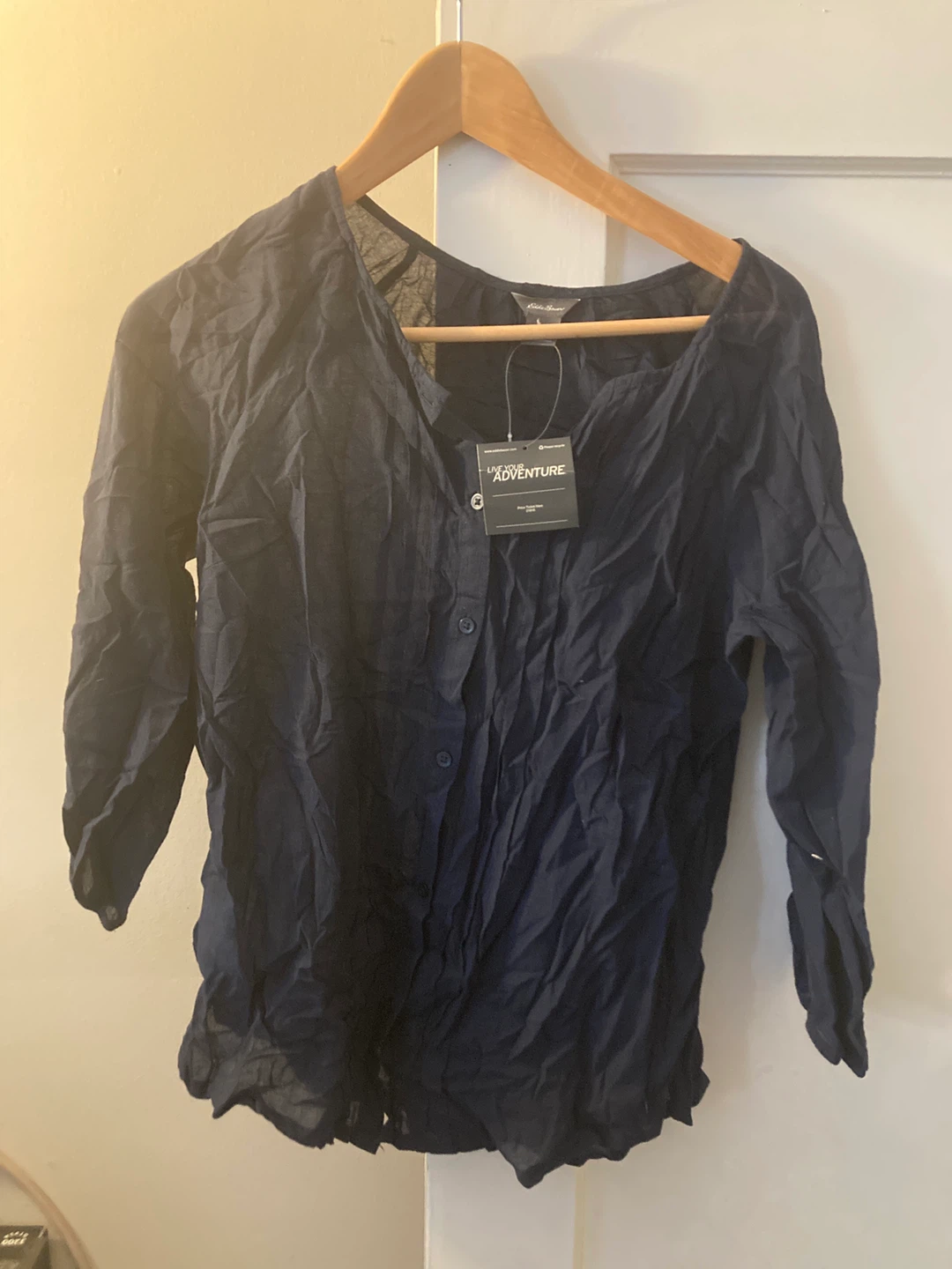 Eddie Bauer Women's Small Navy Blue Button-Up Shirt