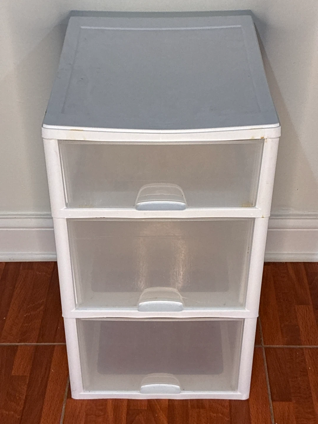 Sterilite 3 Drawer Plastic Rolling Cart White/Gray