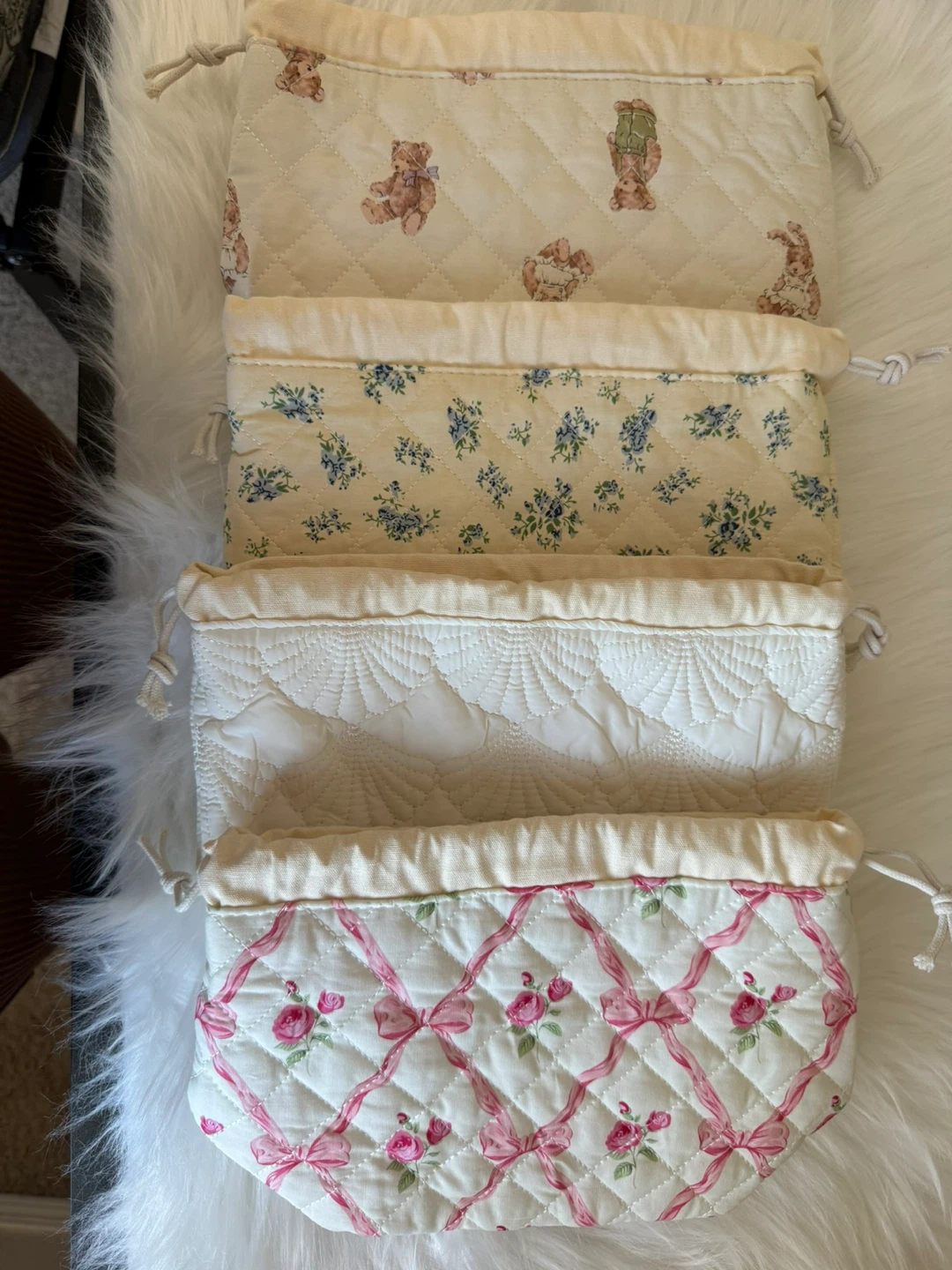 Quilted Drawstring Pouches -