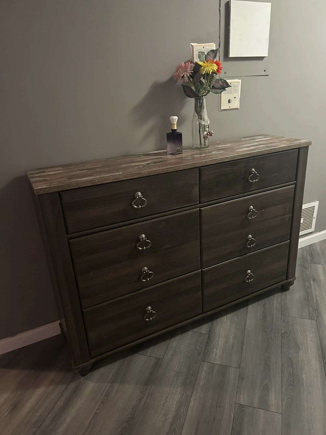 Ashley store - Rustic Wood Dresser with 6 Drawers PICK UP ONLY
