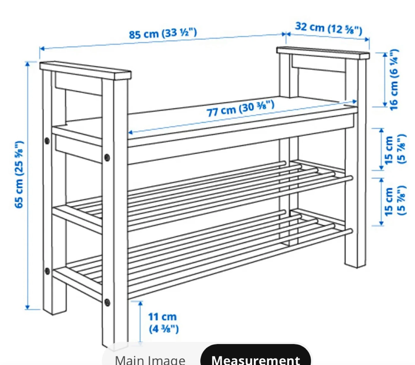 Black Wooden Storage Bench with Shoe Rack - photo 3