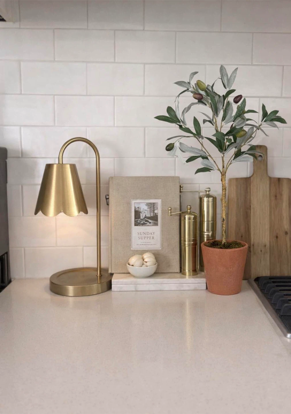 Olive Tree & Brass Table Lamp