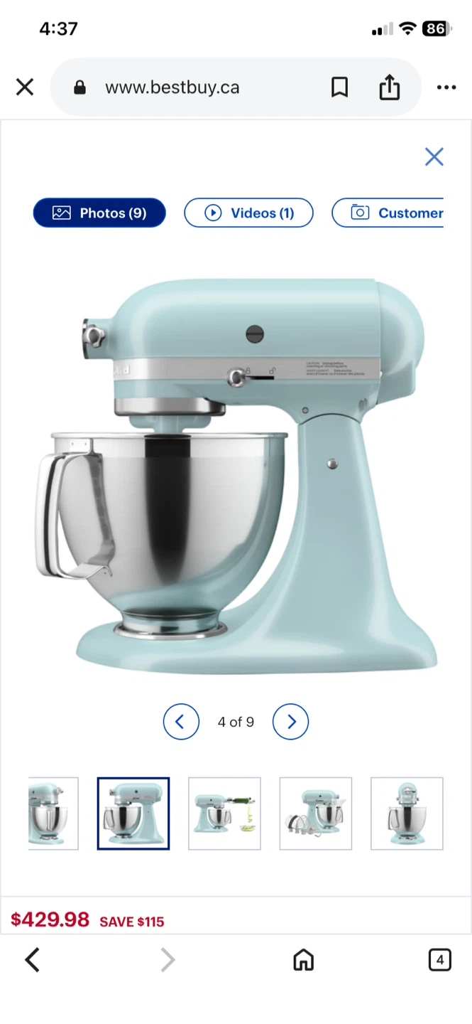 KitchenAid Artisan Stand Mixer - Ice Blue - photo 5
