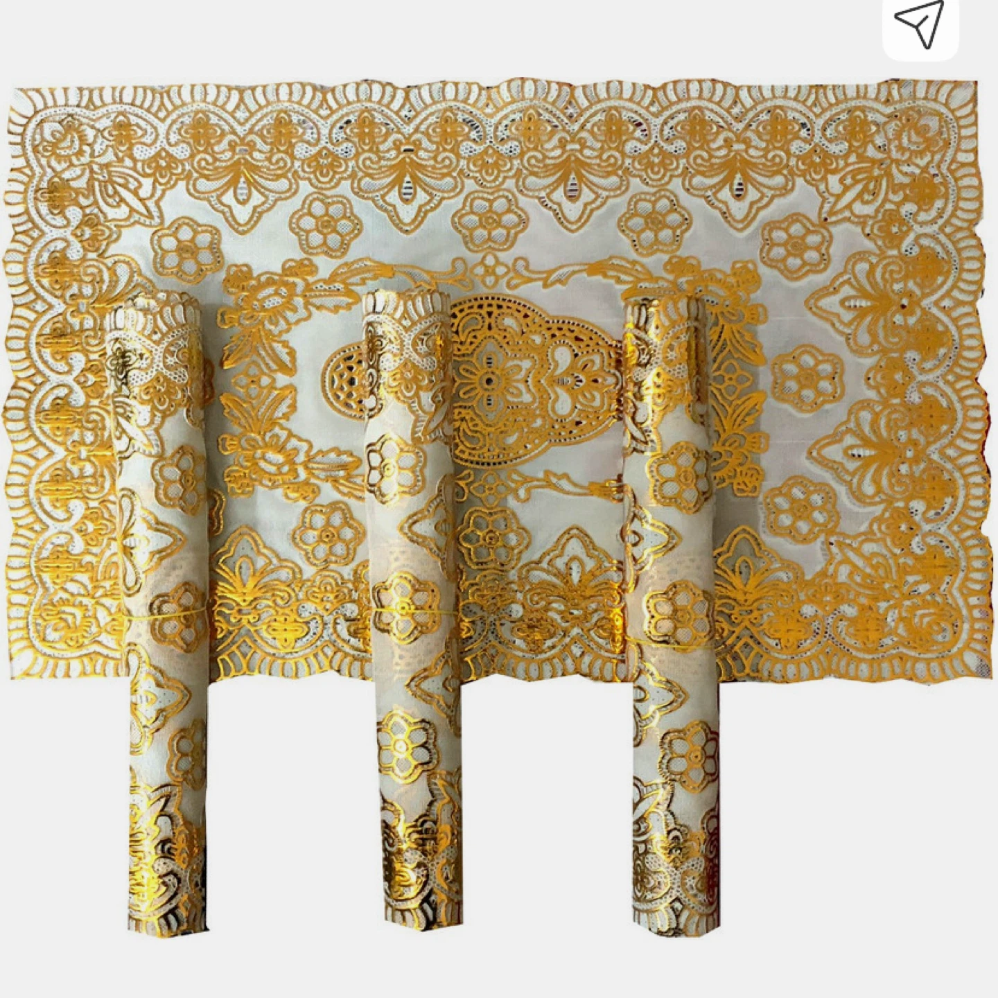 Gold Floral Tablecloth and Placemat Set
