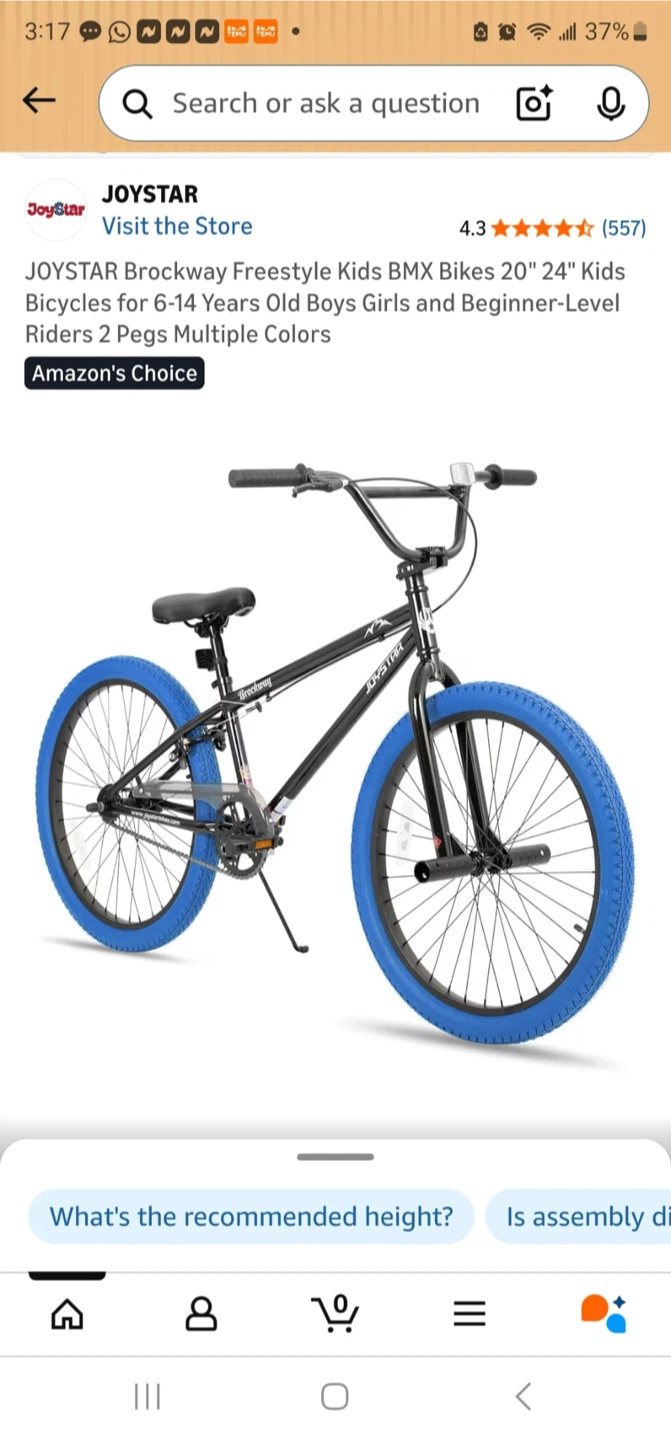 JOYSATR Brockway Freestyle BMX Bike 20" Blue