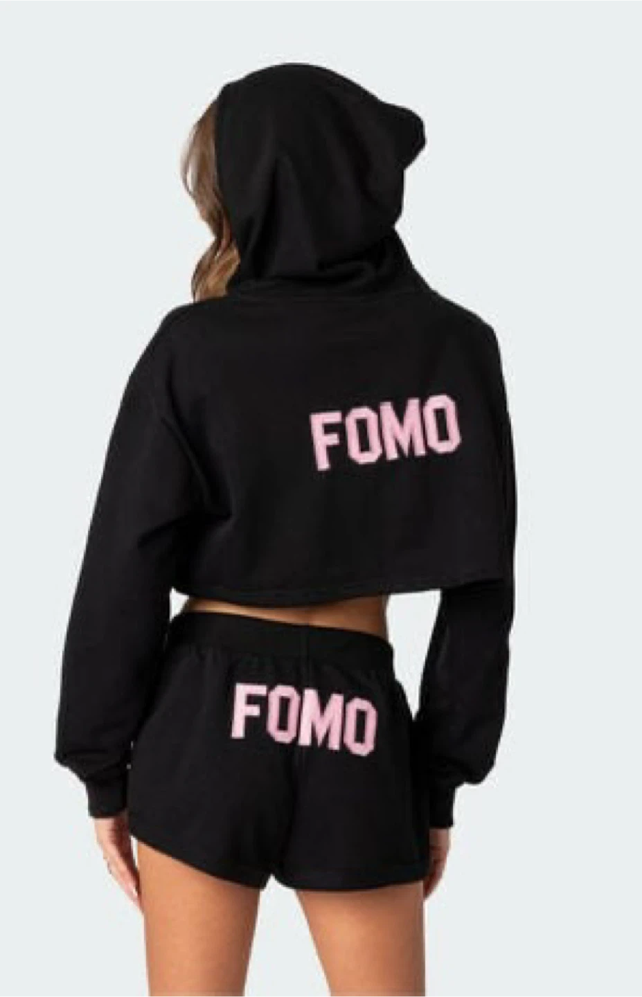 Edikted FOMO Cropped Hoodie & Shorts Set Size S