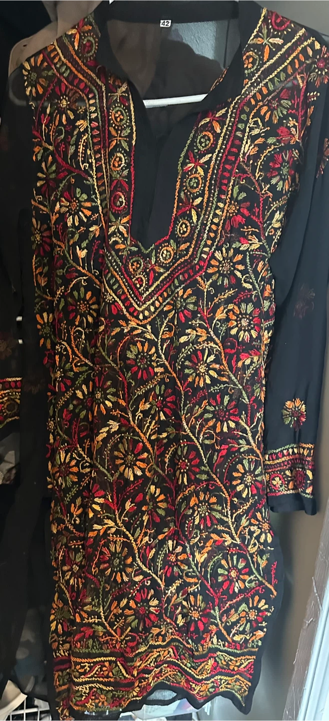 Black Embroidered Kurti Size 42