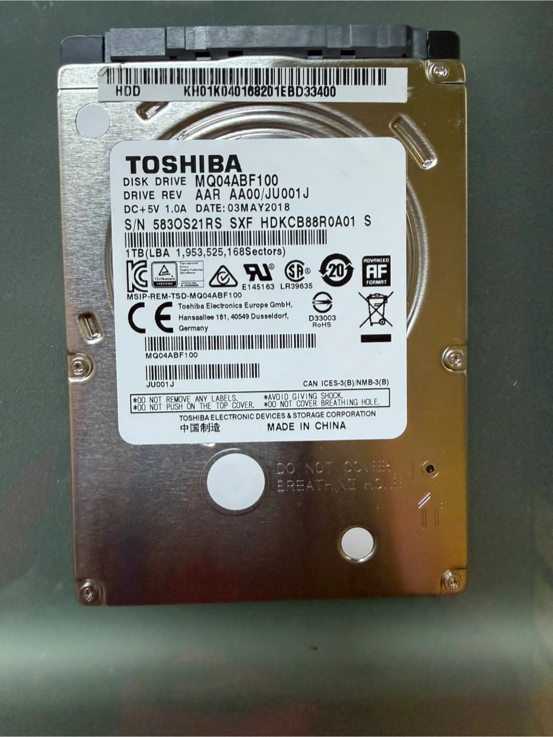Toshiba 1TB MQ04ABF100 Internal Hard Drive