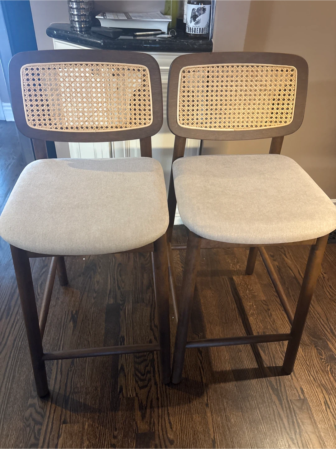 Cane Back Bar Stools (Set of 2)