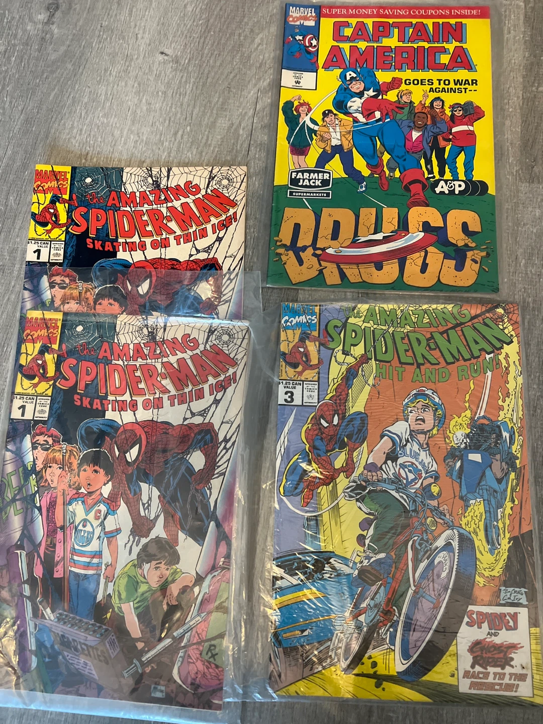 Marvel Comics Captain America and Amazing Spider-Man comic books