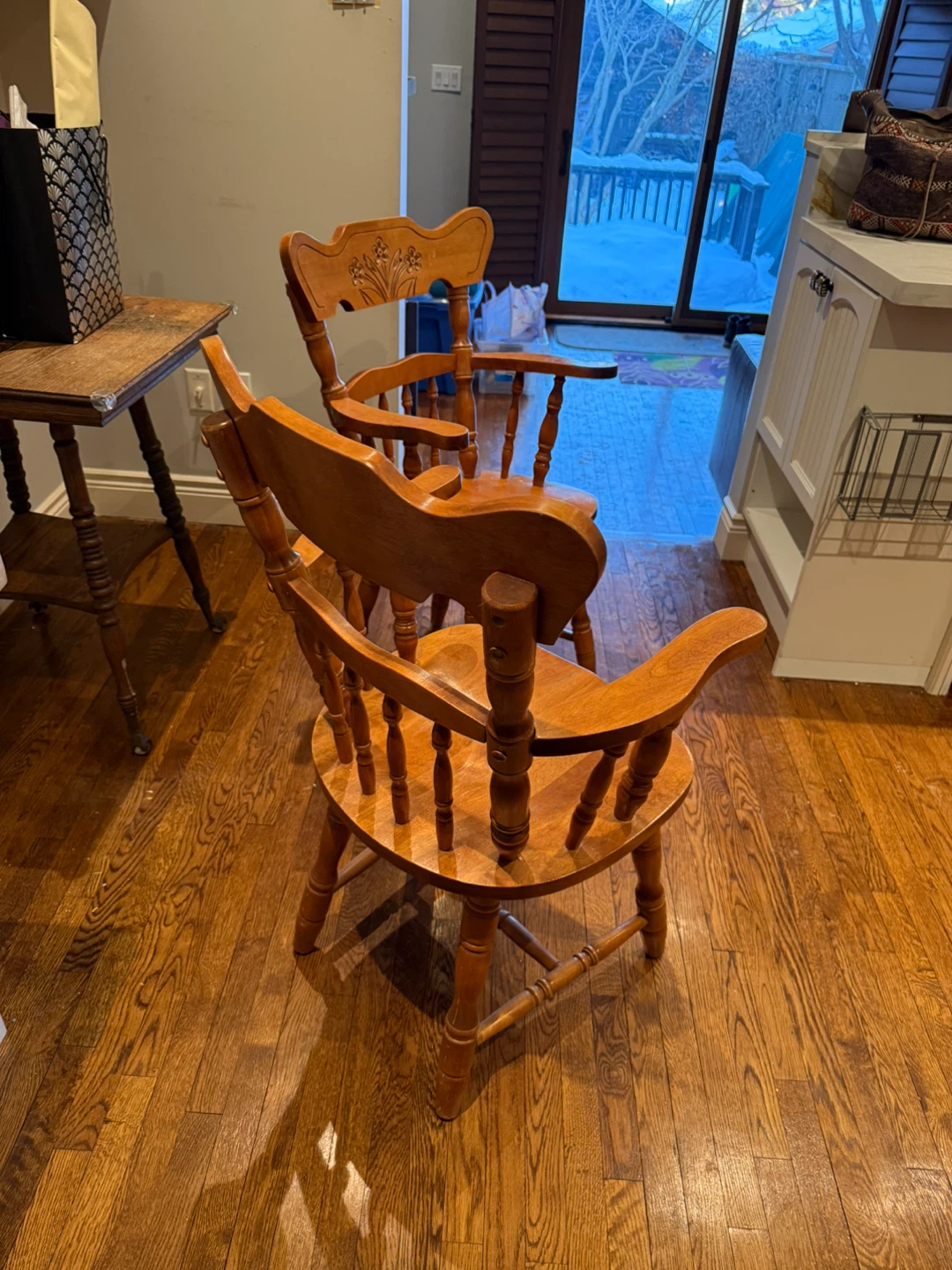 Wooden Accent Chairs with Carved Flowers - photo 3