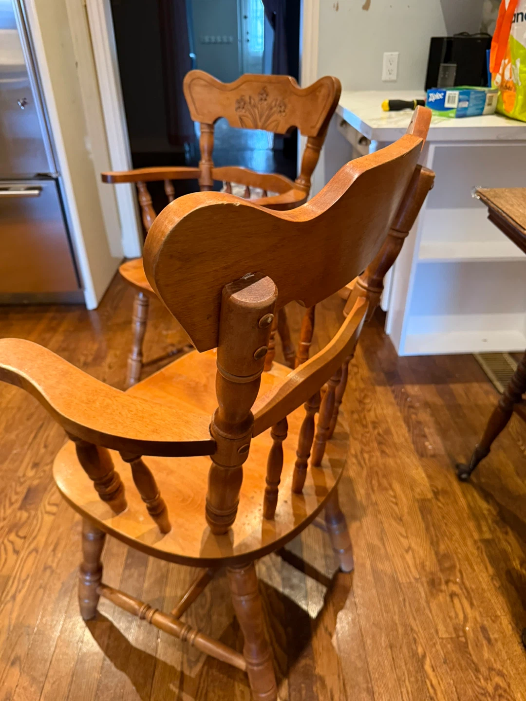 Wooden Accent Chairs with Carved Flowers - photo 2