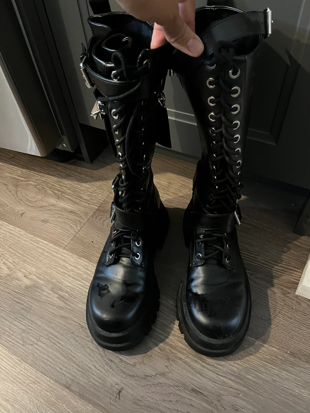 ZARA.  Black Chunky Platform Combat Boots
