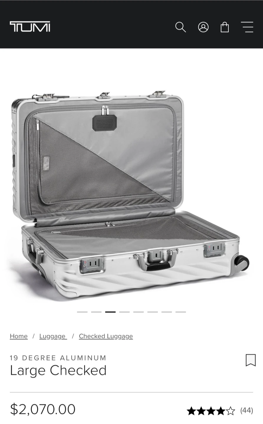 Luxury TUMI 19 Degree Aluminum Large Checked Suitcase - Silver - photo 4