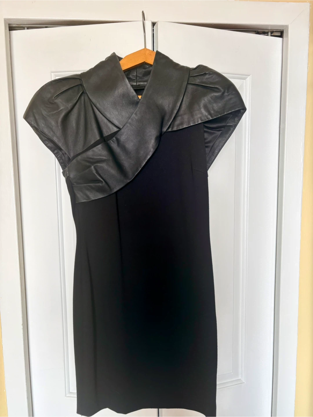 L.A.M.B. Black Dress with Faux Leather Accents